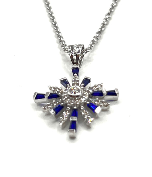 14k Gold Star of Bethlehem with Sapphire & Diamond Necklace